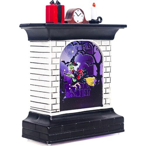 Halloween Light Decoration Fireplace LED Halloween Light Box for Festival Party Home Office Decor - Witch