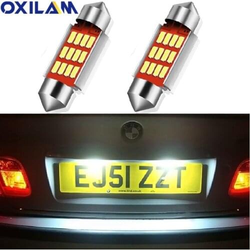 2x No Error Festoon 36mm LED Bulb C5W 4014 SMD Lamp Car License Plate Lights For Volkswagen VW Golf 3 4 5 6 Passat B6 B5 3c Polo