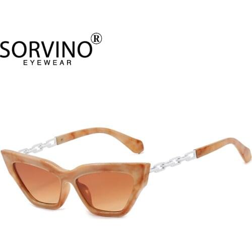 Vintage Cat Eye Sunglasses Women Trend Brand Fashion Luxury Sexy Small Frame UV400 Chain Sun Shades Glasses Female Oculos De Sol