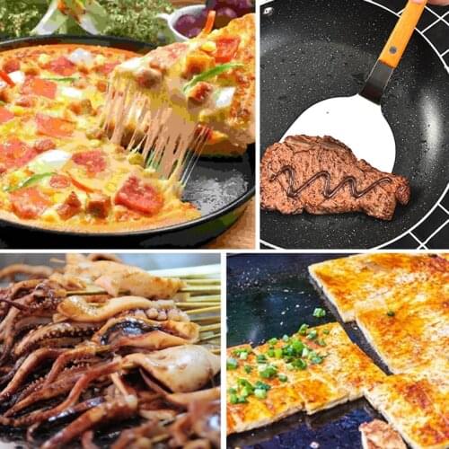 Stainless Steel Wooden Handle Steak Grill Shovel Baking Pizza for Camping Kitchen Frying Shovel PI669