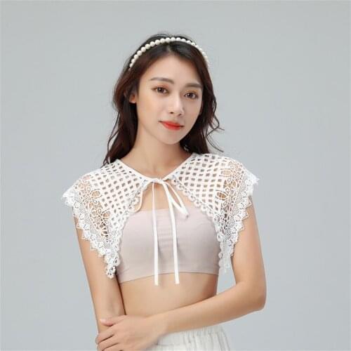 Women Lace Fake Collar Detachable Shirt Lapel Shawl Shoulder Wrap False Collar Blouse Top Women Clothes Half-Shirt Accessories