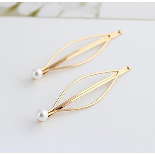 1Pcs Alloy Hair Clips Simple Style Pearl Hairpins Side clip Ladys Golden Hair Clip Hairband Barrette Hair Headdress Accessories