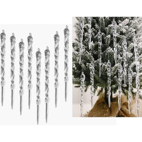 12Pcs Christmas Decoration Simulation Ice Xmas Tree Hanging Furnishing X-mas Tree Decorative Props Winter Party Supplies new