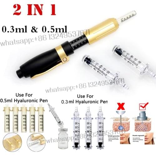 2 in 1 meso injection gun hyaluronic pen 0.3ml & 0.5ml head gold hyaluronique acid pen lip filler injector Noninvasive Nebulizer