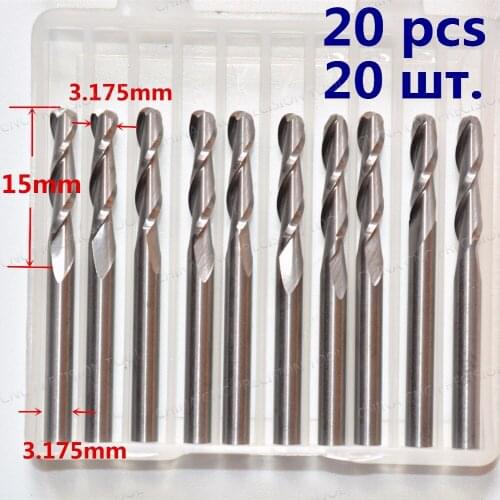 3.175mm*15mm,Freeshipping CNC solid carbide End Mill,tungsten 2 flutes ball nose router bit,wood tools,Relief Milling Cutter