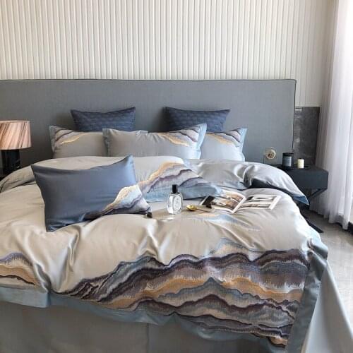 Modern Luxury Embroidered Bedding Set 1000TC AU Cotton Silky Soft Queen Size Bed Sheets and Pillowcases 4/7pcs for Home Hotel