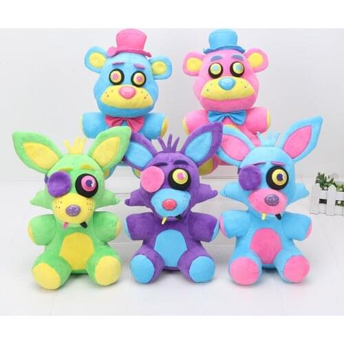 5pcs/lot 25CM Five nights at freddys FNAF plush toy Foxy blacklight Freddy neon plush doll children toy stuffed toys