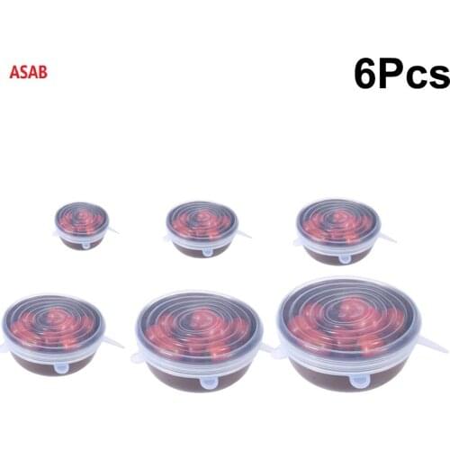 6/12 Pcs transparent Food Silicone Cover Cap Universal Silicone Lids for Cookware Bowl Microwave Reusable Stretch Lids Food Wrap