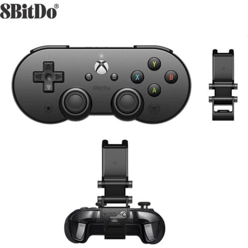 8BitDo Bluetooth Gamepad Controller SN30 Pro for Xbox cloud gaming on Android includes phone clip with Clip for Xbox Controller