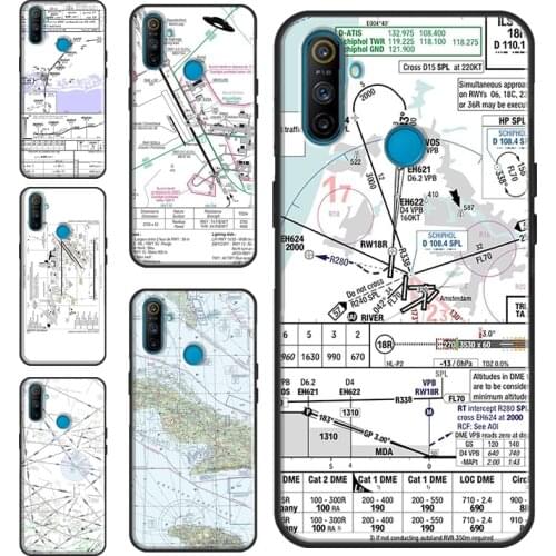 Aviation Chart AccessoriesAirport For Realme 8 Pro 6 7 Q3 Pro GT Neo C15 C3 C21 C11 Phone Case For OnePlus 9 Pro 8 7T 8T 9R