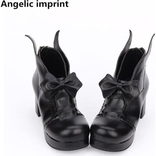 Angelic imprint new woman mori girl lolita cosplay cool shoes lady high heels pumps women party platforms shoes bowtie 33-47 6cm