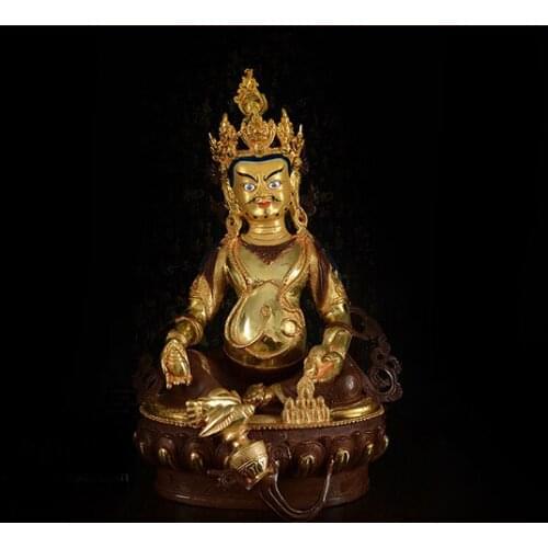 49 cm LARGE buddha # HOME ROOM efficacious Protection Talisman gold-plating Yellow Jambhala God of money temple buddha statue