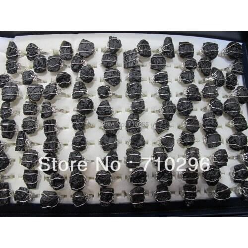 Natural meteorolite Gem stone ring 10 pcs/lot fashion jewelry finger ring