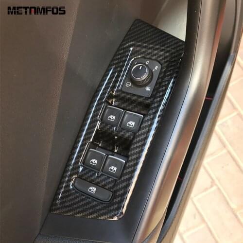 For Volkswagen T-Roc TROC 2017 2018 2019 Carbon Fiber Window Lift Switch Cover Trim Inside Armrest Frame Accessories Car Styling