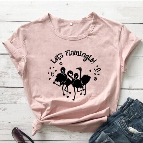 Lets Flamingle Flamingos T-shirt Funny Wedding Party Gift Tshirt Cute Women Bridesmaid Beach Summer Tees Tops camiseta
