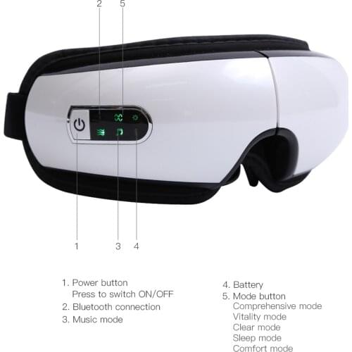 Eye Massager Five Modes Smart Air Pressure Fatigue Therapy Heated Goggles Double Airbag Electric Vibration Music Eye Care Relax