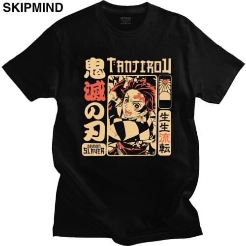 Vintage Demon Slayer T shirt Men Short Sleeve Kimetsu no Yaiba Nezuko T-shirt Tanjiro Kamado Casual Cotton Manga Anime Tee Gift