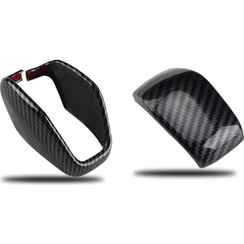 2 PCS Carbon Fiber Gear Shift Knob Cover Sticker Head Trim for Toyota RAV4 2019-2020 2021(Buckle Style)