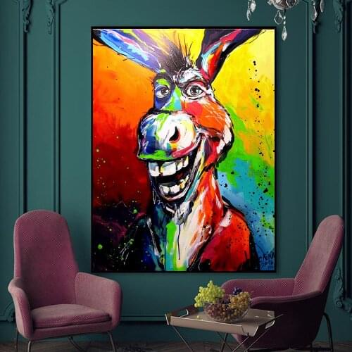 Bedroom Wall Art lovely Donkey Canvas Art Picture Graffiti Modern Abstract Oil Painting On Canvas Wall Art No Framed Home Decor