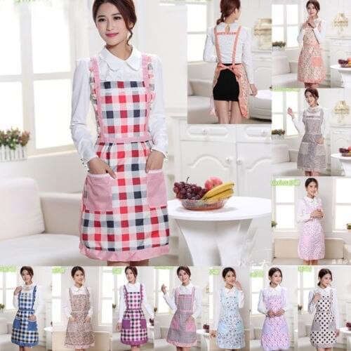 Practical Women Cooking Chef Kitchen Home Restaurant Aprons Plaid Aprons With Pocket 9 Styles To Choose New
