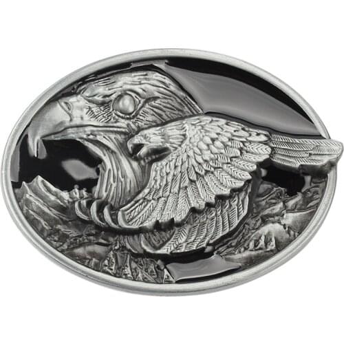 Simple point paint eagle belt buckle oval leather lead its wings