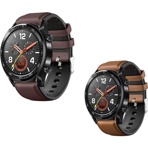 Watch Strap for Huawei Watch GT 2 46mm Genuine leather Silicone Watch Bands For huawei Honor Watch Magic 2 Bracelet