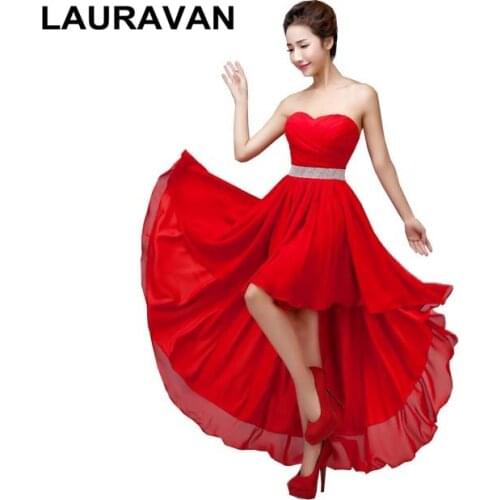 Lavender red purple fuchsia hi lo chiffon sleeveless a line bridesmaid sweetheart dress beautiful bridemaids girls party dresses