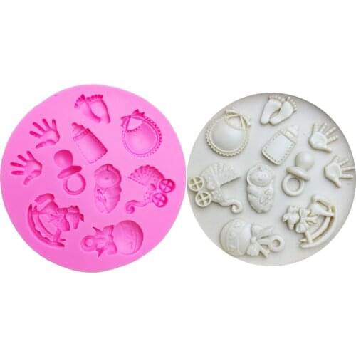 M0300 Baby DIY Hand/ Trojan/Bottle/Foot/carriage Silicone Mold Cake Decoration Tools