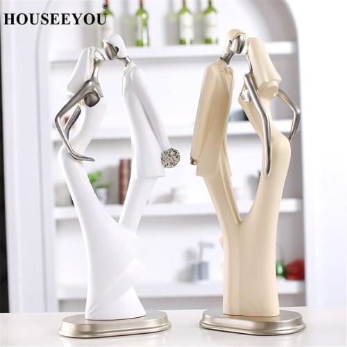 Couple Lover Kiss Wedding Figurines Home Decor Accessories Decoration Crafts Sculpture Miniatures Ornaments Resin Birthday Gift