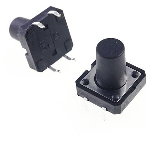 100pcs 12.0 x 12.0 x 13.0 mm Tact Switch 12x12 DIP Type 13.0mm Height Push Button Through Holes PCB Solder Straight SPST NO