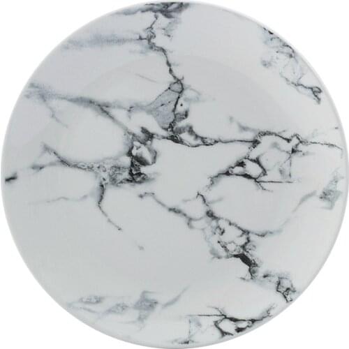 Quail 8 Inch Ceramic Plate,Marble Dinner Plates,Golden Trim Tableware,Dishes and Plates Sets