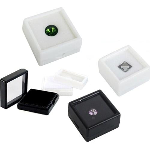Bare Stone Storage Box Plastic Square Transparent Cover Color Treasure Ring Egg Noodle Display Box Loose Diamond Storage 5Pcs/lo