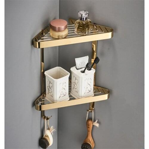 Bathroom Corner Shelf Brass Bathroom Shower Rack Black Oil Brushed Shower Shelf Bath Shower Rack Holder Wall Mount Corner Shelf