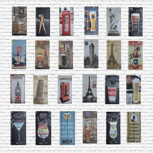 Beer City Vintage Plaque License Plate Tin Sign Wall Pub Shop Home Garage Art Decor Car Metal Poster 30X15CM B-12