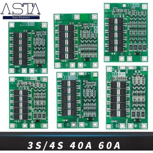 3S/4S 40A 60A Li-ion Lithium Battery Charger Protection Board 18650 BMS For Drill Motor 11.1V 12.6V/14.8V 16.8V Enhance/Balance