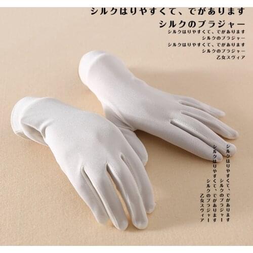 Womens knitted Sleep moisturizing breathable gloves black white solid pure mulberry Silk