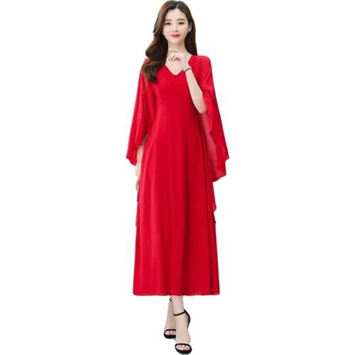 2021 Beach Short Sleeve Gothic Chiffon Dress Fashion Spring Summer Chic Maxi Dresses for Women Clothes Bodycon Party Vestidos