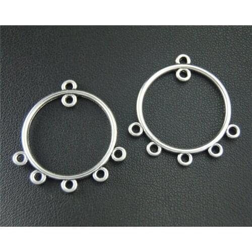 10pcs Silver Color Chandelier Charm Round Jewelry Making DIY Handmade Craft 28x30mm A1874