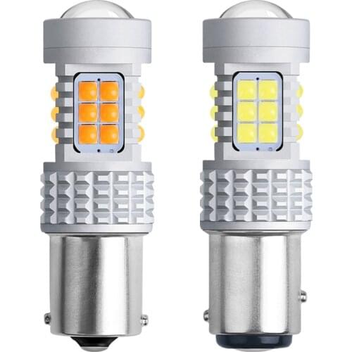 1X Car Interior Led Lights 1156 Ba15s 1157 P21/5W Auto Turn Signal Lamps T20 7443 W21/5w T25 3157 Two-Colors Vehicle Diode Bulbs