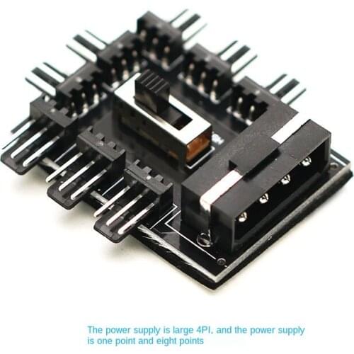 Speed Control 3-Pin Computer Fan Hub Can Be Connected to Eight-Way Power Supply Large 4D/Hard Disk SATA Power Supply