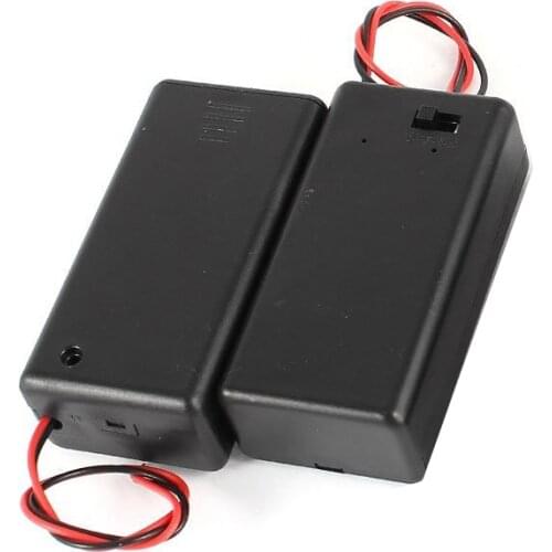 300pcs/lot MasterFire Black Plastic 9V Battery Holder Storage Box Case with Wire Lead ON/OFF Switch Cover High Quality