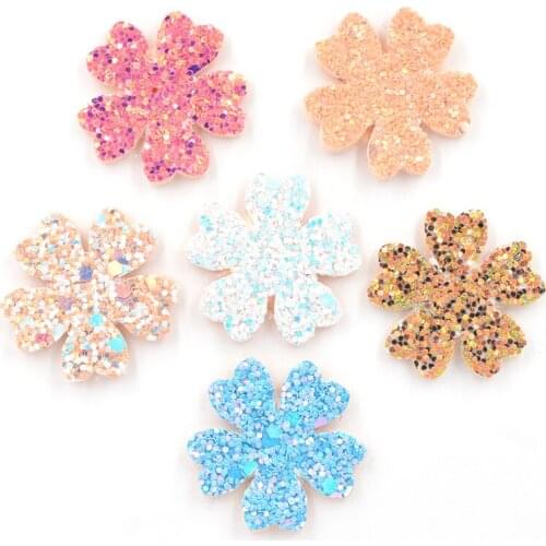 16Pcs Glitter Paillette Padded Patch Flower Appliques for Craft Clothes Sewing Supplies DIY Hair Clip Decoration Accessories F40