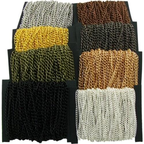 2meters/lot 2/2.5/3/3.5/4.5mm Necklace Chains Bulk Gold/Silver/Antique Bronze/Rhodium Link Chains for Jewelry Making Findings