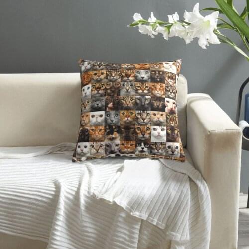 Cat Faces pattern print Cushion Cover Decorative Pillowcase Chair Seat Square Car Pillow Cover Home Living Textile