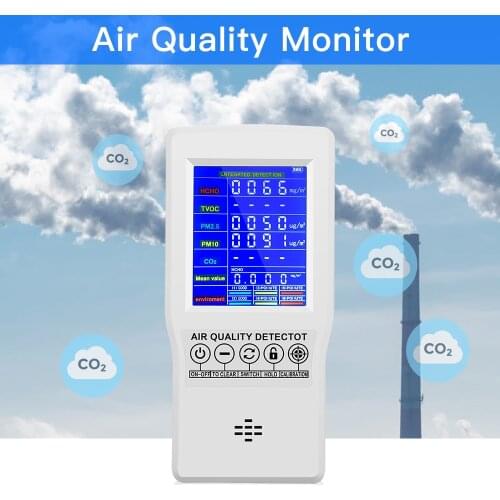 Digital CO2 Detector Tester Carbon Dioxide Meter Air Quality Detector Laser PM2.5 PM10 PM1.0 Detectors Air Quality Monitor