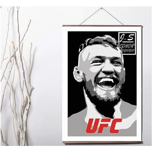 Conor McGregor Art Canvas print poster decoration painting with solid wood hanging scroll