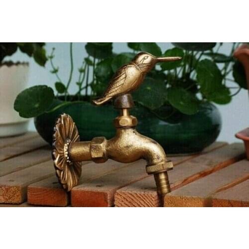 Decorative outdoor faucets Wall mounted brass animal garden Bibcock with rural style antique bronze bird tap