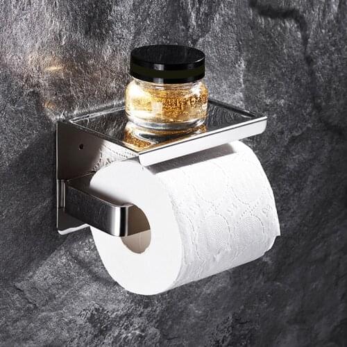Tissue Paper Holder Paper Shelf Toilet Paper Holder Wall Mounted Self-Adhesive Waterproof Stainless Steel Roll Paper Holder