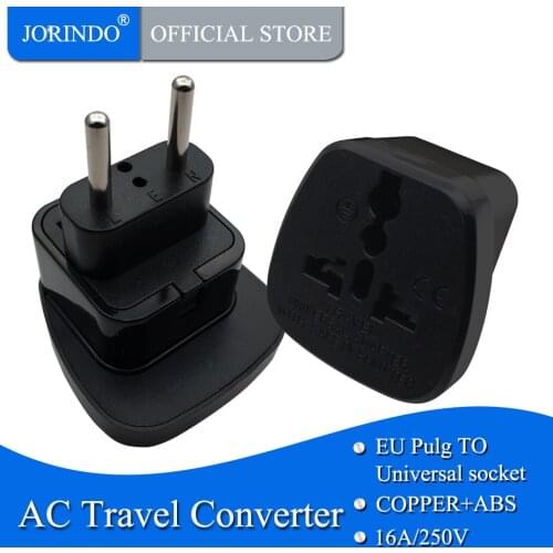 JORINDO EU travel adaptor plug with security door Multi-country convertor for Middle East South America EU countries Russia