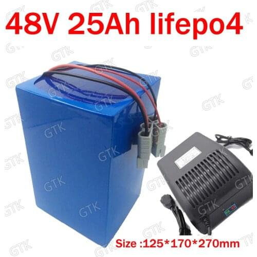 GTK 48V 25AH Tlithium battery with BMS 16S deep cycle for replacement 500W 1500W electric bike scooter Tricycle + 3A charger